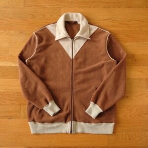 Vintage Bruce Jenner SIM Sports In Motion Brown Fleece Track Jacket Mens XL 70s